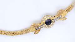 Quintessential 18kt Diamond Rams Head with Lapis accents Necklace