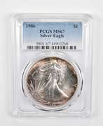 MS67 1986 American Silver Eagle - Graded PCGS