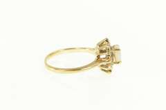 14K Yellow Gold Oval Natural Opal Diamond Halo Cocktail Ring