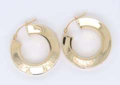 Handsome Yellow Gold Squared off Gold Hoops