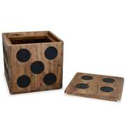 Storage Box Mindi Wood 15.7x15.7x15.7in Dice Design