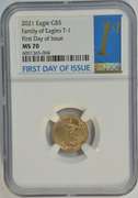 Special 2021 NGC MS70 1ST DAY OF ISSUE T-1 $5 Gold Eagle coin