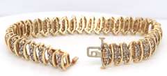 Elegant Yellow Gold Diamond Fancy Tennis Bracelet