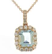 Sparkling 18kt RG Aquamarine & Diamond Necklace