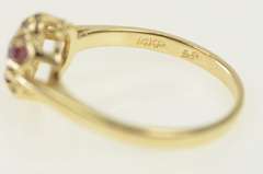 14K Yellow Gold 1960's Diamond Ruby Halo Flower Cluster Ring