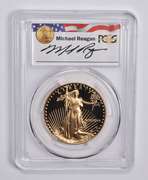 PR69 DCAM 1989-W $50 American Gold Eagle 1 Oz Signed Reagan PCGS