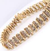 Elegant Yellow Gold Diamond Fancy Tennis Bracelet