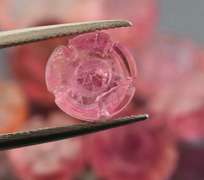 Translucent! 14.52ct Pink Tourmaline flower carving set