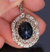 Star Sapphire with Diamond white Topaz pendant