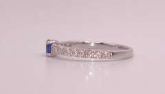 Forlorn Sapphire 18k White Gold Ring flanked with Diamonds
