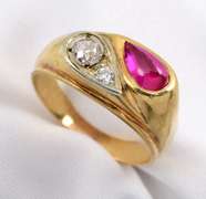 Vintage Man's Ring with Ruby & Diamond