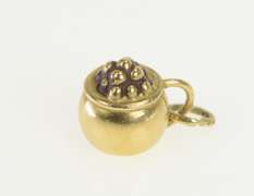 14K Yellow Gold 3D Pot of Gold Bucket End of the Rainbow Charm/Pendant