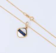 Vintage Bvlgari Mop and Sapphire Pendant on Chain with Matching Earrings