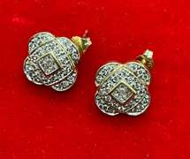 14K YELLOW GOLD AND DIAMOND STUD EARRINGS