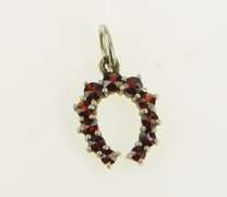 Gold Filled Garnet Inset Vintage Horse Shoe Good Luck Charm/Pendant