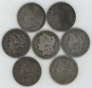 7 Different old Morgan Silver Dollars 1879 to 1900-O