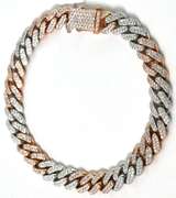 STUNNING SOLID ROSE & WHITE GOLD DIAMOND BRACELET! 4.50+ CARATS!