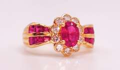 18kt Solid Yellow Gold, Ruby, & Diamond Ring