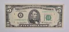 1977 $5 Boston, MA United States FRN Green Seal OFFSET REV ERROR