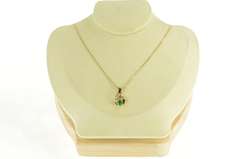 14K Yellow Gold Pear Emerald Diamond Ornate Freeform Pendant