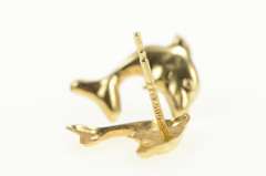 14K Yellow Gold High Relief Dolphin Ocean Animal Stud Earrings