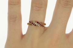 14K Yellow Gold Natural Ruby Diamond Bypass Vintage Band Ring