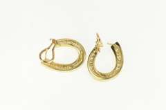 14K Yellow Gold 1.36 Ctw Diamond Curved Loop Statement Earrings