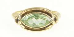 10K Yellow Gold Art Deco Men's Lime Quartz Marquise Ornate Ring