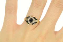 14K Yellow Gold Natural Sapphire Diamond Halo Engagement Ring