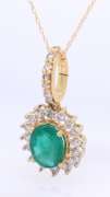 Elegant Emerald and Diamond Pendant on Chain