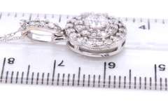 Elegant White Gold Round Brilliant Cut Diamond Double Halo Pendant on Chain