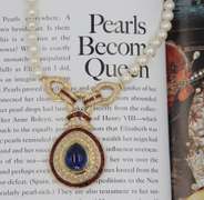 Exorbitant fine quality hand made & very rare  13.22ct Sapphire Cabochon 9.60ctw Ruby 2.75ctw Diamond and Cultured Pearl Pendant Necklace