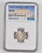 MS68 1918-D Germany 1/2 Mark - Graded NGC