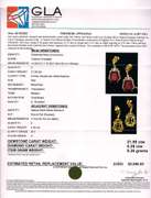 Amazing 21.55CTW Ruby & 0.28CTW Diamond Earrings in Gold Plated Sterling Silver
