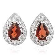 1.00 CARAT GARNET SILVER STUD EARRINGS