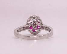 18KT SOLID WHITE GOLD, RUBY, & DIAMOND RING