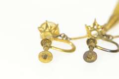 14K Yellow Gold 1940's Smoky Quartz Dangle Screw Back Earrings