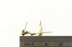 14K Yellow Gold High Relief Dolphin Ocean Animal Stud Earrings