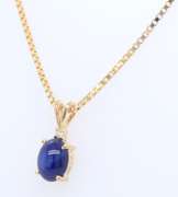 Precious Synthetic Star Sapphire and Diamond Pendant on Chain with Earrings Set