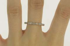 14K White Gold Ornate Scalloped Diamond Wedding Band Ring