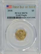 PCGS MS70 FIRST DAY OF ISSUE 2018 $5 Gold Eagle coin