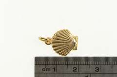 14K Yellow Gold Scallop Sea Shell Ocean Beach Motif Charm/Pendant