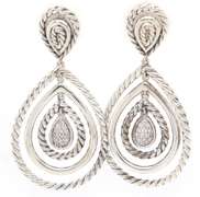 David Yurman Diamond Cable Classic Dangle Earrings in Sterling