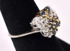 Fascinating Butterfly Ring With Blue Sapphire and Diamonds In 14K White Gold