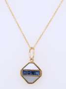 Vintage Bvlgari Mop and Sapphire Pendant on Chain with Matching Earrings