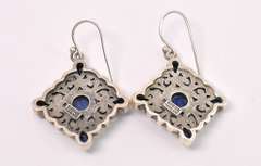 Lovely Blue Stone Dangle Earrings In Sterling Silver
