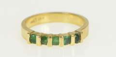14K Yellow Gold Natural Emerald Classic Wedding Band Ring