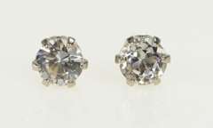 Sterling Silver 14k Gold Classic Solitaire Vintage Two Tone Earrings