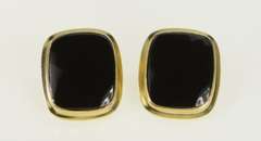 10K Yellow Gold Squared Black Onyx Inlay Statement Stud Earrings