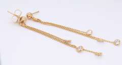 Elegant Yellow Gold Cubic Zirconia Dangle Earrings